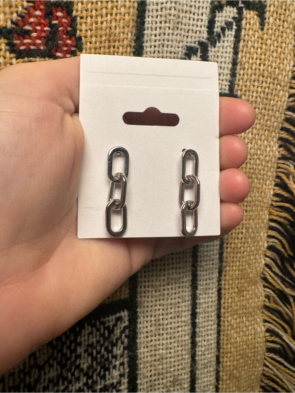 No Boundaries Silver Double-Link Chain Drop Earrings